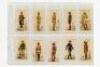 Military cigarette cards 1901-1976. Eight complete sets of cards. Sets are John Player &amp; Sons, 'Regimental Uniforms' 1912, blue backs, full set of fifty, and a full set of fifty brown back second series. 'Military Uniforms of the British Empire Overse - 13