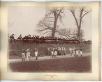 Sport at Eton College 1890-1894. An nice selection of eight original mono photographs, originally taken from an album, depicting sporting activities at Eton College for the period. Images include the wall game in progress on a wintry St. Andrew's Day 1890