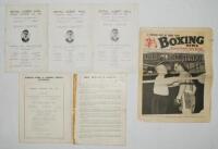 Pre-war boxing programmes. Five original boxing programmes for contests held in London 1934-1937. Includes three bouts held at the Royal Albert Hall featuring Jack Petersen v George Cook, 17th December 1934, Jack (Kid) Berg v Gustave Humery, 1st April 193