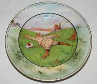 'Golf Language'. A plate, decorated to face in colour with a humorous golfing scene with inscription below. Grimwade's of Stoke on Trent. 10&quot; diameter. Grimwade's to base. Good condition - golf