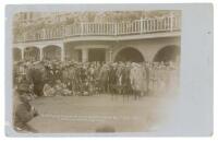 Golf Open Championship, Hoylake, Liverpool, 23rd &amp; 24th June 1913. Rare original sepia real photograph postcard of the 'Presentation of the Prizes'. The image depicts a large crowd and officials in attendance in front of the Royal Liverpool Golf Club 