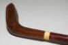 'Sunday/ Sabbath Club' attractive walking stick in the form of a golf club. c.1915. Maker's mark to the crown of the club head for A.H. Scott. Metal tip with horn inset to base of handle. VG - golf<br><br>The ban on playing golf on the Sabbath led to club - 2