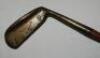 Brass 'Rustless P.A.R.' putter by Klin McGill of Valparaiso Indiana c.1925 with golf ball decorated face. Hickory shaft with leather grip. Good original condition - golf - 2