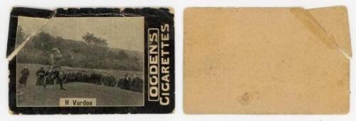 Ogden's Tabs Cigarettes 'General Interest' 1902. Unnumbered cigarette card of H.Vardon driving off the tee. Plain back. One corner detached with small tape repair to verso. Wear to edges. Only fair condition - golf