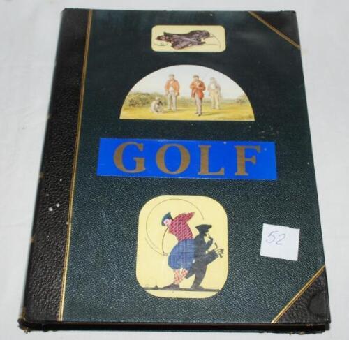 Golf advertising 1920-1937. Large leather bound album comprising over seventy mainly American original magazine advertisements, and a further seven loose slipped in, all featuring an image or subject relating to golf. The larger advertisements laid down o