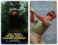 The Open Championship 1975 and 1978. Two official programmes for tournaments held at Carnoustie (9th - 12th July 1975), and St. Andrews (12th- 15th July 1978) with official order of play sheet for 12th July and leaflet. G - golf