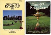 Ryder Cup 1985 and 1987. Two official programmes for the tournaments held 13th- 15th September 1985 at The Belfry, and 25th- 27th September 1987 at Muirfield Village, Ohio. Light wear and creasing, otherwise in good condition - golf<br><br>Europe won for 