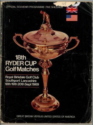 Ryder Cup 1969. Official programme for the tournament held at Royal Birkdale Golf Club, 18th- 20th September 1969. Wear to wrappers. Fair/ good condition - golf