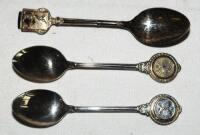 Tennis spoons c.1930. Three EPNS plated spoons, each handle end with tennis decoration. One with mark for 'Ancora', the other pair unmarked. G - tennis