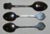 Tennis spoons c.1930. Three EPNS plated spoons, each handle end with tennis decoration. One with mark for 'Ancora', the other pair unmarked. G - tennis - 2