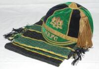 James William George Webb (also known as Bob). Northampton R.F.C. &amp; England 1926-1929. Northampton Rugby Union velvet cap awarded to Webb during his playing career. The green and black quartered cap, by Christys' of London, with trimming in gilt metal