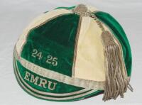 James William George Webb (also known as Bob). Northampton R.F.C. &amp; England 1926-1929. Northampton R.F.C. &amp; England. East Midlands R.F.C. green and gold quartered velvet cap with trimming in gilt metal to edges, quarters, peak and tassel awarded t