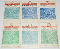 England home international programmes 1949-1952. Six official programmes for matches played at Twickenham. Matches are England v France 26th February 1949 (England won 8-3), v Scotland 19th March 1949 (England won 19-3), v Wales 21st January 1950 (Wales w