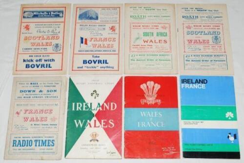 International rugby programmes 1948-1967. Eight official programmes for international matches. Scotland v Wales, Cardiff 7th February 1948, Wales v France, Cardiff 25th March 1950, Wales v South Africa, Cardiff 22nd December 1951, Wales v Scotland, Cardif