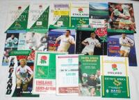 England v South Africa 1952-2006. Twelve official programmes for international matches played at Twickenham in 1952, 1961, 1969, 1992, 1995, 1997, 1998, 2000, 2001, 2002, 2004 and 2006, including original tickets for the 1969, 2001 and 2004 matches. The 1