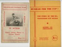 Rugby League. 'Wigan Rugby Football Team. Sullivan's Boys in Action'. A.H. Walmsley &amp; J. Blackburn, 1946. Comprising player portraits, articles etc. Original paper wrappers with some soiling, otherwise in good condition. Sold with 'Hurrah for the Cup!