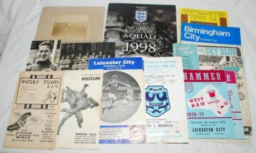 Football and other sporting ephemera c1930s onwards. A selection of mainly football ephemera including photographs, books, programmes, brochures etc. Contents include a 'Star' advertising postcard of Ted Ditchburn (Tottenham Hotspur &amp; England). Early 