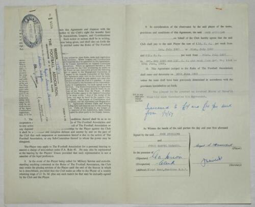 Charlton Athletic. Original official four page agreement/ contract between Cyril Samuel Hammond and Jack Phillips, Secretary of Charlton Athletic to play for Charlton for the 1957/58 season. Signed by Hammond and Phillips in ink and dated 3rd May 1957 and