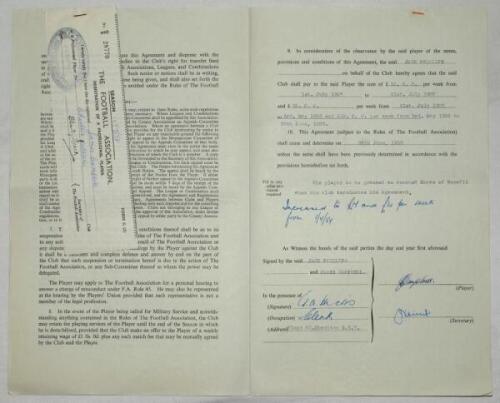 Charlton Athletic. Original official four page agreement/ contract between James Campbell and Jack Phillips, Secretary of Charlton Athletic to play for Charlton for the 1957/58 season. Signed by Campbell and Phillips in ink and dated 3rd May 1957 and witn