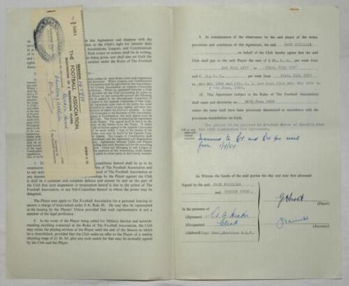 Charlton Athletic. Original official four page agreement/ contract between Gordon Hurst and Jack Phillips, Secretary of Charlton Athletic to play for Charlton for the 1957/58 season. Signed by Hurst and Phillips in ink and dated 3rd May 1957 and witnessed