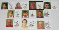 Manchester United. Selection of ten official United colour 'half' club cards. Each signed by the player featured. Signatures are Clegg, Forlan, Scholes, Keane, Solskjaer, Irwin, van der Gouw, Silvestre, van der Sar and Brown. G/VG - football