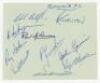 Fulham and Norwich City. League Division 3 South 1954/55. Album page nicely signed in ink to one side by twelve Fulham players, and to the other by ten Norwich City players. Fulham players include Smith, Wilson, Newcombe, Watson etc. Norwich players inclu - 2