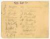 Nottingham Forest F.C. 1923/24. Album page signed in pencil to one side by eighteen members of the team, and to verso by a further five. Twenty three signatures in total. Signatures include Morgan (Northern Ireland 7 caps), Norris, Hardy (England 21 caps)