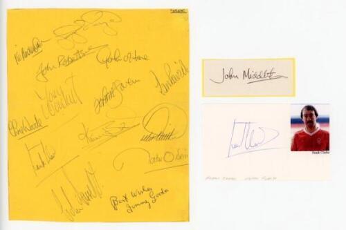 Nottingham Forest F.C. League Cup winners 1977/78. Large page signed by thirteen members of the Nottingham Forest League Cup winning team, plus the coach, Jimmy Gordon. Players' signatures are Anderson, Barrett, Bowyer, Burns, Clark, Lloyd, McGovern, O'Ne