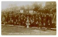 Brighton &amp; Hove Albion 1910/11. Original sepia real photograph postcard of the crowd in the stand for the Southern League first division match, Brighton &amp; Hove Albion v Coventry City, Hove, 11th February 1911. Printed title and result to lower por