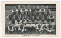 'Aston Villa F.C. 1912-13'. Original mono postcard of the Aston Villa playing staff seated and standing in rows wearing football attire. Published by Shakespeare Press, Birmingham. Postally unused. Very good condition - football<br><br>In the 1912/13 seas