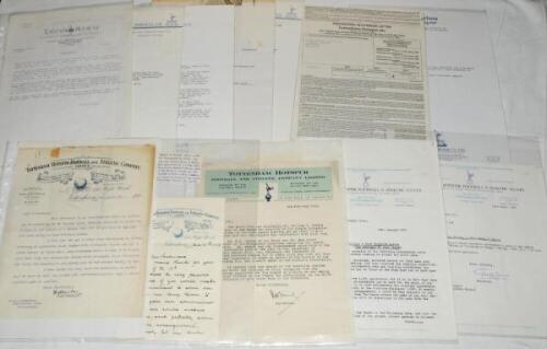 Tottenham Hotspur correspondence 1929-1995. A selection of eighteen original letters for the period, typed or handwritten on Club letterheads. Subjects covered include player availability, appointment of directors, arrangements for away supporters attendi