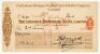 Tottenham Hotspur season 1906/07. Original 'Tottenham Hotspur Football and Athletic Company Limited' cheque no. 2142 for The London &amp; Provincial Bank Limited White Hart Lane Branch, made out to Mr J. Cameron, dated 18th February 1907 for &pound;15. Th