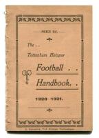 'The Tottenham Hotspur Football Handbook 1920-1921'. Official club handbook. Original wrappers. 36pp. Printed by C. Coventry of Tottenham. The handbook appears to have been bound at some point with marks to spine otherwise in very good condition - footbal