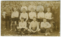 Tottenham Hotspur v Hull City, F.A. Cup 1st round 1907. Early mono real photograph postcard of the team and officials, standing and seated in rows, for the match played at White Hart Lane, with printed title 'Spurs Team. 1906-07. Saturday Jan 12th' to low