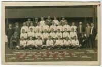 Tottenham Hotspur F.C. 1910/11. Early sepia real photograph postcard of the team and officials, standing and seated in rows, with title and players names printed to lower border. F.W.Jones of Tottenham. Postally unused. Annotation to postcard verso. The i