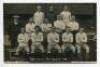 'Tottenham Hotspur Cup Team 1920-1'. Early mono real photograph postcard of the team and trainer, Minter, standing and seated in rows on the pitch with the stand behind, with printed title to lower border. W.J. Crawford. Postally unused. Some silvering to