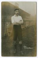 Alex Glen. Tottenham Hotspur 1904-1905. Sepia real photograph postcard of Glen, full length, in Spurs attire. Title to lower right hand border. Appears to be F.W. Jones, Tottenham. Postally unused. Good/very good condition - football<br><br>Glen in his tw