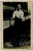 Robert Loudon Steel. Tottenham Hotspur 1908-1919. Early mono real photograph postcard of Steel, full length, in Spurs attire. Title to lower border 'T. Morris. Tottenham Hotspur'. F.W. Jones, Tottenham. Odd minor faults to postcard otherwise in good condi
