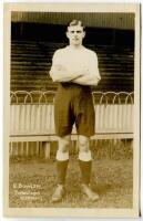George Henry Bowler. Tottenham Hotspur 1913-1919. Early mono real photograph postcard of Bowler, full length, in Spurs attire. Title to lower border 'G. Bowler. Tottenham Hotspur'. F.W. Jones, Tottenham. Postally unused. Minor surface marks to image other