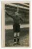 John 'Jock' Britton. Tottenham Hotspur 1926-1927. Mono real photograph postcard of goalkeeper Britton, full length leaning on the goal post, in Spurs goalkeeping jersey. W.J. Crawford of Edmonton. Postally unused. Good/very good condition - football<br><b
