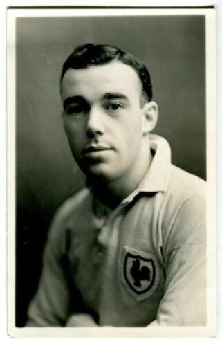 Herbert Hodgkinson. Tottenham Hotspur 1930-1931. Mono real photograph postcard of Hodgkinson, half length, in Spurs shirt. W.J. Crawford of Edmonton. Very good condition Postally unused - football<br><br>Bert Hodgkinson signed for Tottenham Hotspur in 19
