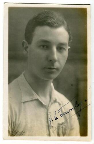 James Chadwick Townley. Tottenham Hotspur 1927-1928. Mono real photograph postcard of Townley, half length, in Spurs shirt. Nicely signed in ink to the lower right hand side. W.J. Crawford of Edmonton. Good/very good condition Postally unused - football<