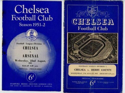 Chelsea F.C. 1951/52-1953/54. A near complete run of official 'home' match programmes for League, F.A. Cup and representative matches played at Stamford Bridge. 1951/52 lacking v Manchester City, 25th December 1951, v Leeds United (F.A. Cup 5th round 2nd 