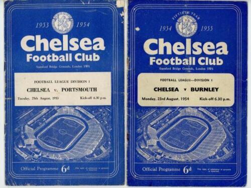 Chelsea F.C. 1953/54-1955/56 and 1957/58. A good run of official 'home' match programmes for League, F.A. Cup and representative matches played at Stamford Bridge. 1953/54 lacking v Preston North End 28th November 1953, v Manchester United 12th December 1