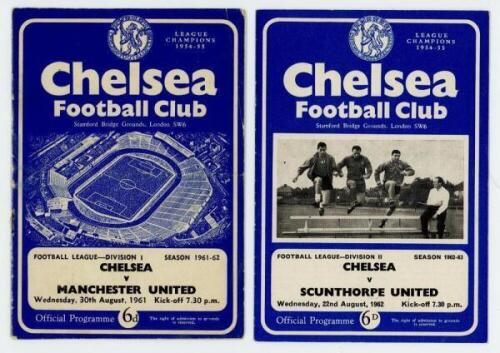 Chelsea F.C. 1961/62-1978/79. Box comprising a good run of official Chelsea 'home' programmes for League, F.A. Cup, Fairs Cup, European Cup Winners' Cup etc. matches played at Stamford Bridge. 1961/62 (Qty 17), 1962/63 (20), 1963/64 (25 including England 