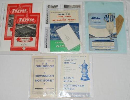 Nottingham Forest 1957/58-1960/61. Nine official match programmes and one 'pirate' programme. Matches for home League matches are v Manchester City 7th September 1957, v Manchester United 27th August 1958, v Luton Town 11th October 1958, v Burnley 9th Apr