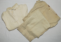 Kenneth Cranston. Lancashire &amp; England 1947-1948. A selection of creme cricket shirts and trousers worn by Cranston during his cricketing career. There are three shirts by Clydellon of England and Clydella of England and four pairs of cricket cuffed [