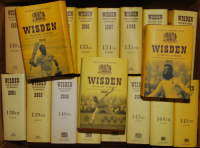 Wisden Cricketers' Almanack 1976 to 2009, 2014 and 2105. Original hardbacks with dustwrapper. Some age toning to dustwrapper spine, odd faults to dustwrappers otherwise in overall good+ condition. Qty 36 - cricket<br><br><hr>