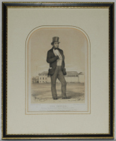 'The Umpire. William Caldercourt'. Original lithograph 'Sketches at Lord's No. 2' published by John Corbet Anderson on 1st March 1852 and printed by John C Anderson. The lithograph attractively mounted, framed and glazed. Overall 10.75&quot;x13.75&quot;. 