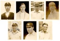 M.C.C. tour to Australia 1924/25. Seven original player portrait mono press photographs of players selected as members of the M.C.C. touring party to Australia, each depicted head and shoulders in cricket attire, some with blazers and caps. Players are An